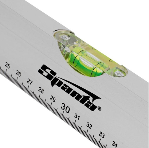 Уровень  600мм алюминиевый с 3 глазками, линейка, серебрянный Sparta 331235