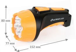 Фонарь аккумуляторный светодиодный  7LED 2 режима, черный/желтый Ultraflash LED3807