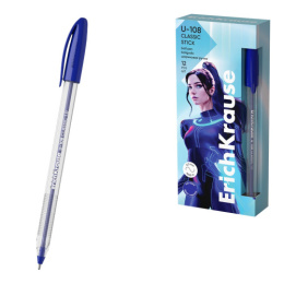 Ручка шариковая ErichKrause Ultra U-108 Classic Stick, синяя, 1мм 53709