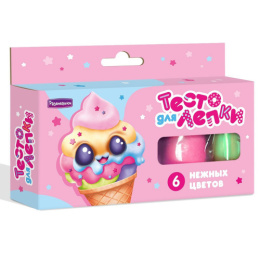 Тесто для лепки  6 цветов по 25г нежные цвета, в коробке Развивашки П121/9934213
