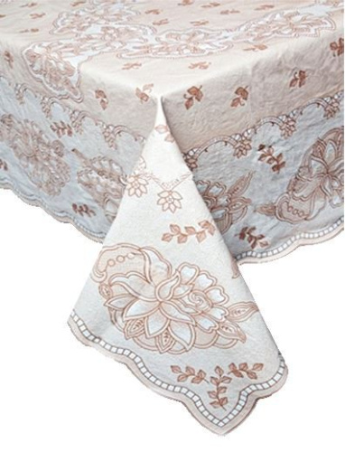 Скатерть виниловая прямоугольная 150х230см, бежевый Embossed С367