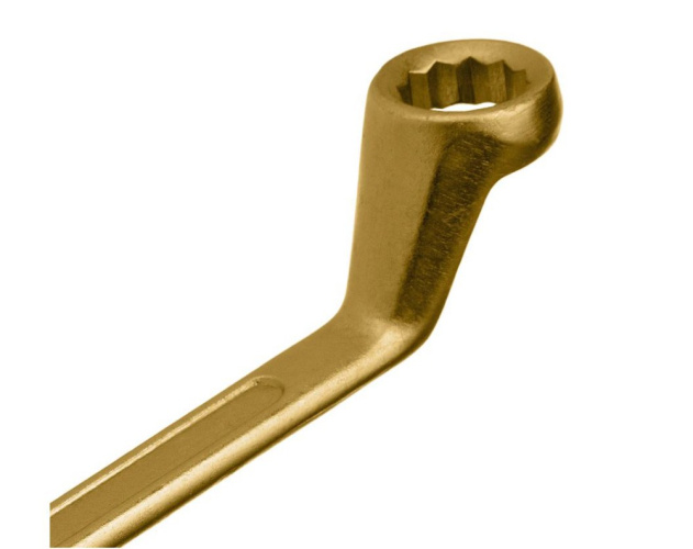 Ключ накидной изогнутый 17х19мм желтый цинк Сибртех 14626