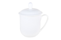 Кружка фарфоровая 400мл с крышкой Barista Коралл NB061