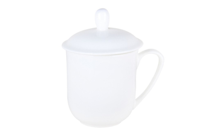 Кружка фарфоровая 400мл с крышкой Barista Коралл NB061