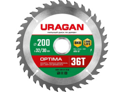Диск пильный по дереву 200х32/30мм 36 зубьев Optima Uragan 36801-200-32-36