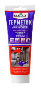 Герметик акриловый санитарный 200мл белый Ecolux