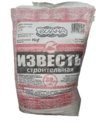 Известь негашеная гранулы 30кг 1 сорт Диана