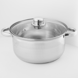 Кастрюля из нержавеющей стали  4,2л 220мм стеклянная крышка, Classic Webber BE-158/2