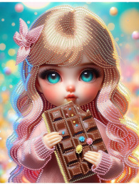 Алмазная мозаика на подрамнике 23х30см Куколка сладкоежка (с частичным заполнением) НД-1565
