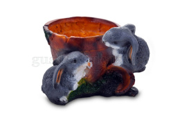 Зоокашпо декоративное гипсовое Два зайца 17х24см ГусьДекорЛюкс 5КП41