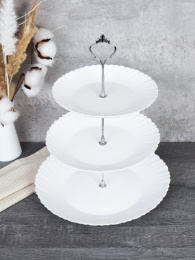 Блюдо 3 яруса стеклокерамическое 190/215/265мм Классика, белый, в инд/у White Lily LHP75/85/105 (White)/746570