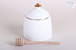 Банка для меда керамическая 380мл с деревянной ложкой Снежная королева, в инд/у Коралл LTBH-S0310-A