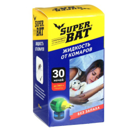 Жидкость от комаров к фумигатору 30 ночей 30мл без запаха SuperBAT 01-010