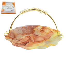 Ваза для фруктов стеклянная с металлической ручкой 250мм h-155мм, в п/у Lavenir TS0210/2-CC108