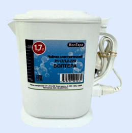 Чайник электрический 1,7л 1200Вт, пластиковый, спираль, цвета в ассортименте Волтера ЭЧ-1,7/1,2-220