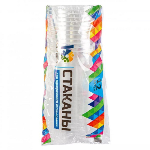 Набор стаканов одноразовых 12шт. 500мл прозрачный Юпласт ЮНАБ2056