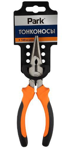 Длинногубцы прямые 160мм обрезиненные (двухкомпонентные) ручки Park 105110
