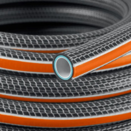 Шланг поливочный ПВХ армированный PROLine Ultra 6 3/4" (19мм) 15м, 6-ти слойный, черно-оранжевый Grinda 429009-3/4-15