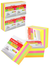 Блок самоклеящийся 76х76 4 цвета неон 400 листов ЗБ-1562