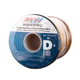 Уплотнитель самоклеящийся 12х10мм,  50м D-профиль, черный Mawipro D1210-9005/ MW-0108
