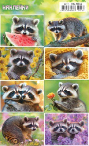 Наклейки (21 глиттер) Енотики на природе НК-1834