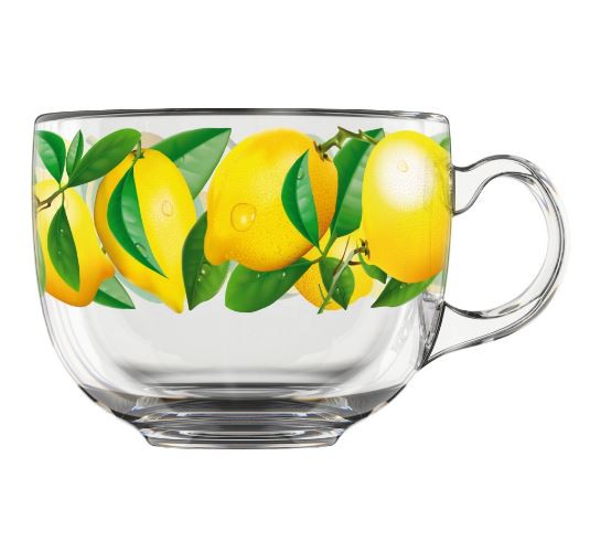 Кружка стеклянная 450мл Лимоны Декостек 2027-Д