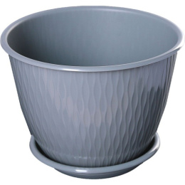 Горшок для цветов пластиковый Корсика с поддоном 2,4л d-19см h-14,5см серый муссон 5plast 5PL0298