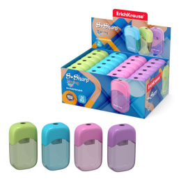 Точилка пластик с контейнером ErichKrause S-Sharp, ассорти 56035