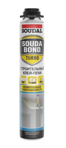 Клей-пена Soudal Soudabond Турбо, полиуретановый, пистолетный, 750мл 168513