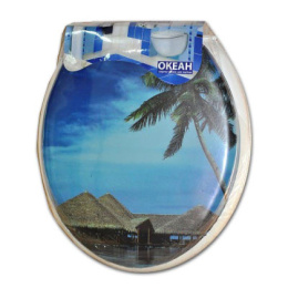 Сиденье для унитаза мягкое с рисунком Пляж Океан 103-311-01-В-4