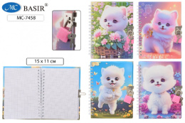 Блокнот А6  48 листов Собачки, на замочке, гребень МС-7458