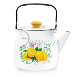 Чайник эмалированный 3,5л с подвижной металл. ручкой с декором Цитрус Эстет ЭТ-72909