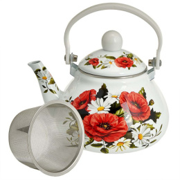 Чайник заварочный эмалированный 1,3л с металлическим фильтром Маки Metalloni EM-1330