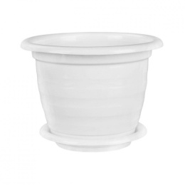 Горшок для цветов пластиковый Виола с поддоном  2л белый Альтернатива М1335