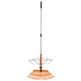 Грабли веерные раздвижные 25 зубьев металлические, алюминиевый телескопический черенок, с захватом Leonord 332041