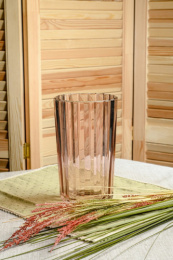 Ваза для цветов стеклянная h-19см Магия Пудровая, в инд/у Декостек 2395-Н5