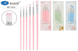 Кисти набор  6шт. нейлоновые круглые и плоские МС-7516