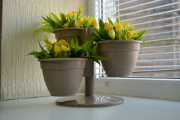 Кашпо пластиковое Каскад Антик из трех горшков на подставке 0,9л d-14,5см, фраппе 5plast 5PL0396