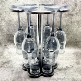 Бар - набор стеклянный 13 предметов (6 стопок + 6 бокалов для шампанского + барная стойка) Квадро графит, в п/у Декостек 1502-Н7Г
