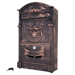 Ящик почтовый стальной внешний №4010В с внутренним замком, старая медь 31509