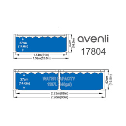 Бассейн каркасный прямоугольный 1287л 228х159х42см, заплатка для ремонта Avenli 17804/109411