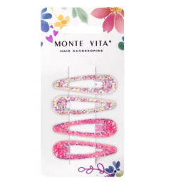 Заколки для волос Monte Vita набор  4шт. клик-клак, с блесками ассорти, 5см 457091