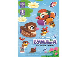 Бумага цветная  8 листов  8 цветов А4 Луч Zoo Утка 35С 2277-08