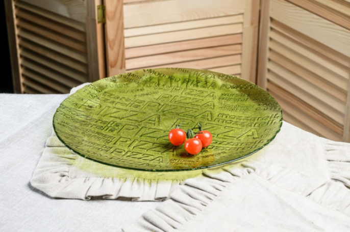 Блюдо стеклянное круглое 350мм Олива Декостек 888-Н7