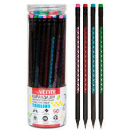 Карандаш чернографитный с ластиком Devente HB Triolino, трехгранный пластиковый корпус 5031420