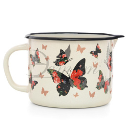 Кружка эмалированная 1,4л с носиком с декором Бабочки Эстет ЭТ-75165