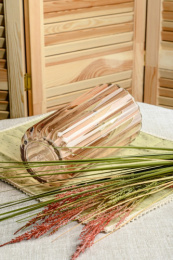 Ваза для цветов стеклянная h-19см Магия Пудровая, в инд/у Декостек 2395-Н5