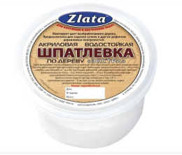 Шпатлевка по дереву акриловая Zlata белая 0,8кг Zlata