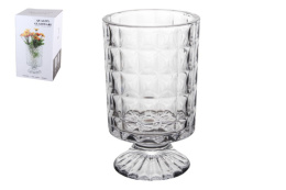 Ваза для цветов стеклянная h-18см d-11см на ножке, в п/у Коралл 9304