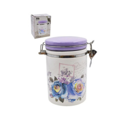 Банка для сыпучих керамическая (доломит) с клипсой  825мл Сиреневый букет, в п/у Lavenir HC810-P85